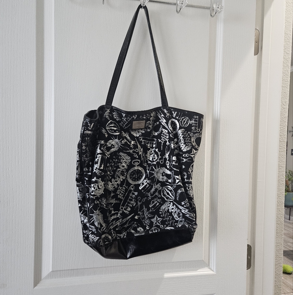 Betsey Johnson Black and White Graphic Tote